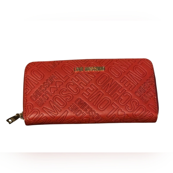 Love Moschino Handbags - Love Moschino Italy Portafoglio Red Embossed Zip Wallet OS